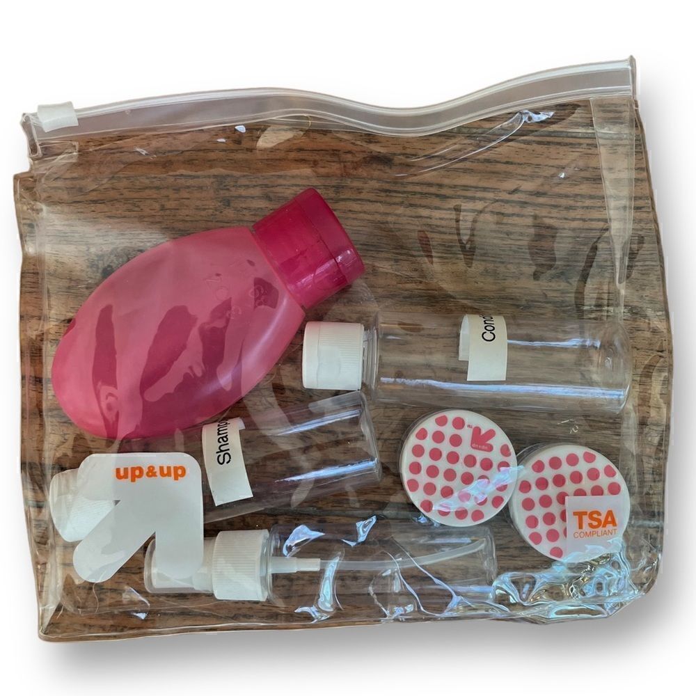 Up & Up Bag of Travel Size Containers Clear Hand Luggage NWOT